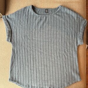 Teal Blue Ribbed Short Sleeve Women's Top